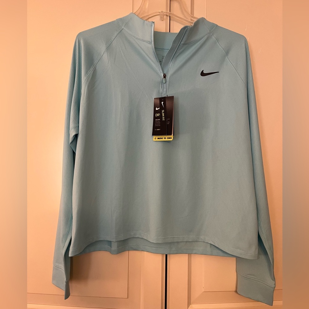 Nike Women's Aqua Blue Quarter-Zip Top NEW with Tags